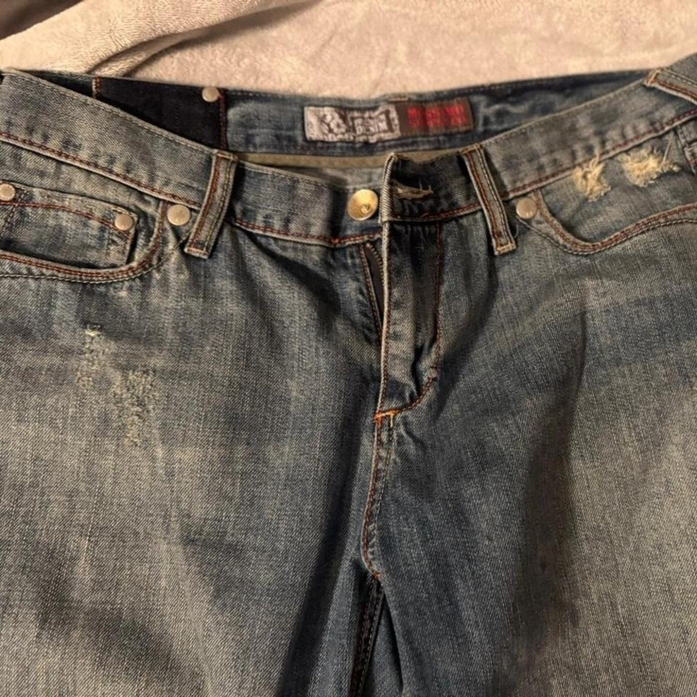 Mossimo Supply Co Premium Denim Distressed Ripped Jeans Medium Wash Womens 13